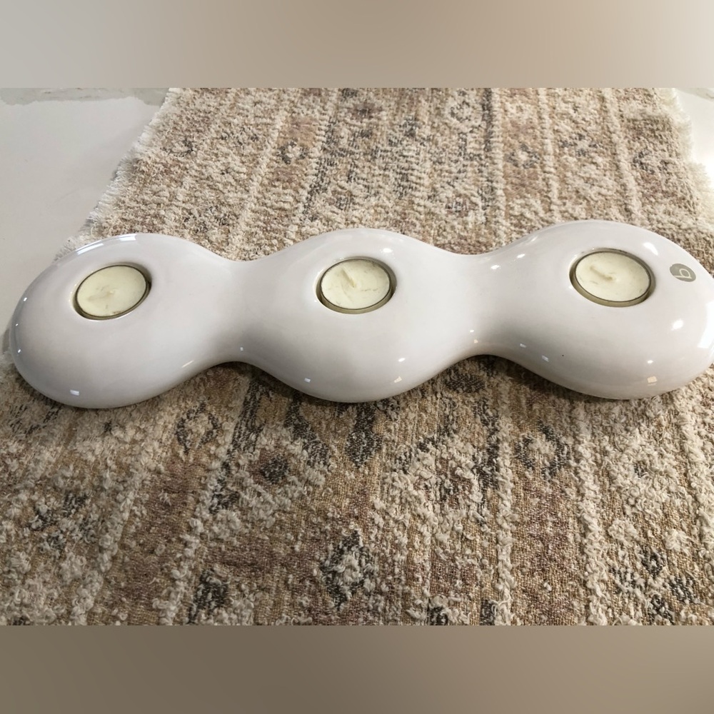 Kosta Boda White Triple Candle Holder